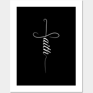 Faith in Curved Font Cross Illustration Posters and Art